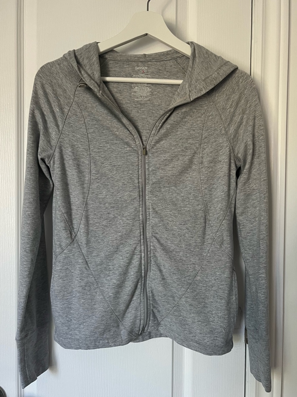 Danskin Now Light Gray Fleece Zip Up Hoodie